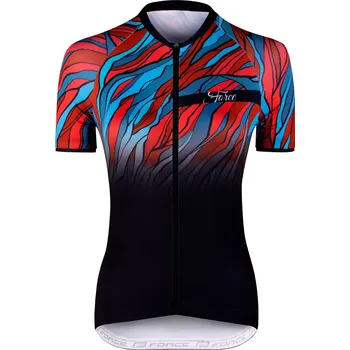 cyklistický dres FORCE Dres Force LIFE Lady dámský, černá/petrol/červená velikost XS