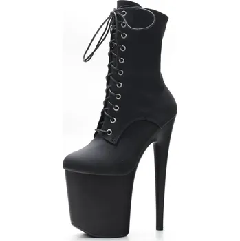 Dámská obuv Dámské šněrovací kozačky na vysokém podpatku Velikost: 43, Barva (Varianta): Black matt