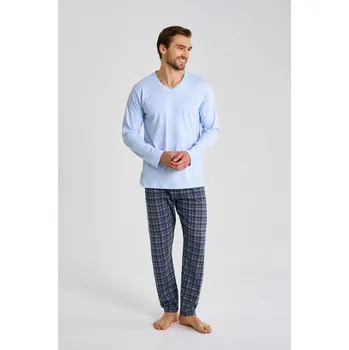 Pánské pyžamo 3476 PÁNSKÉ DLOUHÉ PYŽAMO MARK 3XL-4XL modrá 4XL