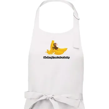 Kuchyňská zástěra Kdo chce opici, musí mít na banány - Pánská zástěra na vaření - Univerzální velikost ( Bílá )