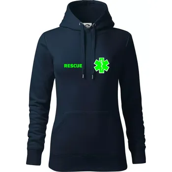 Dámská mikina Rescue - Fluo zelené - Mikina dámská Cape s kapucí - L ( Námořní modrá (velmi tmavá - téměř černá) )