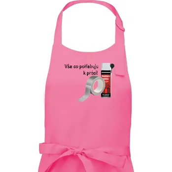 Kuchyňská zástěra Pěna a páska - vše co potřebuji k práci - Pánská zástěra na vaření - Univerzální velikost ( Růžová )