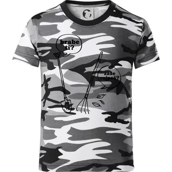 Chlapecké oblečení Hrabe ti, už zase rejpeš - Dětské maskáčové triko - 122 cm/6 let ( Šedý maskáč )