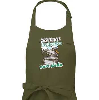 Kuchyňská zástěra Nejlepší koprovku vaří děda - Dámská zástěra na vaření - Univerzální velikost ( Khaki )
