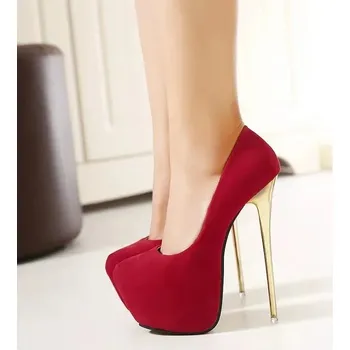 Dámské lodičky Dámské lodičky s úzkým podpatkem Barva: Červená, Velikost: 39