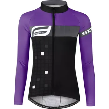 cyklistický dres FORCE Dres Force SQUARE dámský dlouhý rukáv, černo-fialové velikost XS