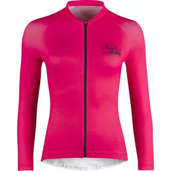cyklistický dres FORCE Dres dámský Force CHARM LADY dlouhý rukáv, tmavá růžová velikost XS