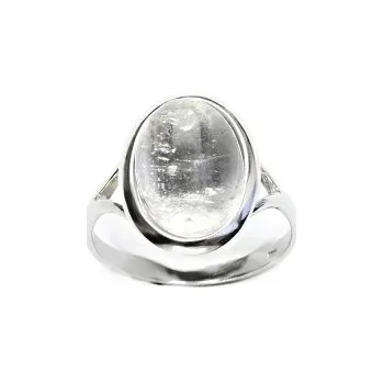 Prsten Zlatý prsten, bílé i žluté zlato, přírodní kámen křišťál - T 1454 m (křišťál 14x10 mm)