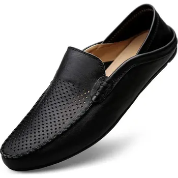 Pánské mokasíny Pánské kožené mokasíny na volný čas Barva: Černá, Velikost: 37