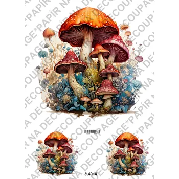 Umělecký papír Rýžový a soft papír na decoupage - Muchomůrka - KB04018 Materiál: Soft, Rozměr: A4