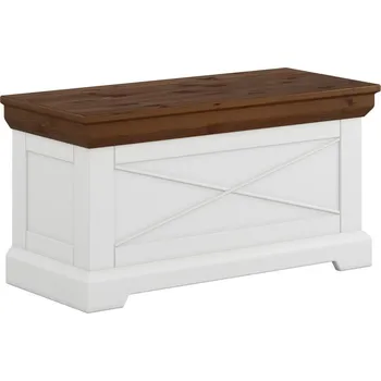 Lavice do předsíně (typ 18) RONE borovice masiv bílá/tabák