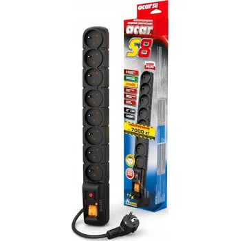 Napájecí kabel Prodlužovací Kabel s přepěťovou ochranou Begli 5 m, 8 ks černý