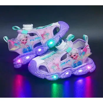 Dětská móda Frozen (Ledové království) Dívčí letní svítící sandálky Frozen - Elsa Barva: Fialová, Velikost EUR: 27