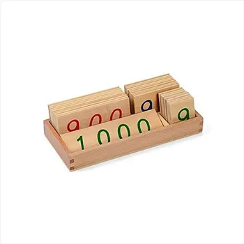 Dřevěná hračka ADENA MONTESSORI Malé dřevěné karty s čísly (1-1000)