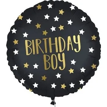 Procos Balónek fóliový Birthday Boy černozlatý 46 cm