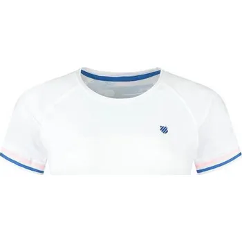 Dámské tričko DÁMSKÉ TRIČKO K-SWISS TAC HYPERCOURT ROUND NECK TOP WOMEN WHITE/PRINT M