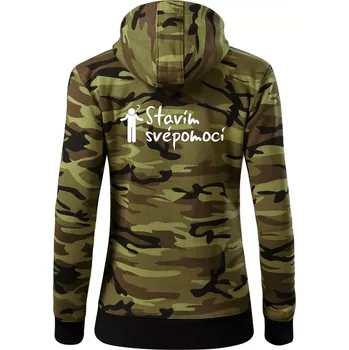 Dámská mikina Stavím svépomocí - ikona - Dámská mikina trendy zipper s kapucí - XS ( Zelený maskáč )