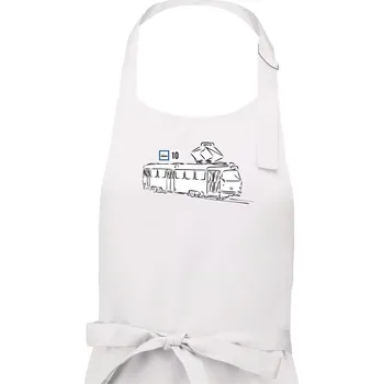 Kuchyňská zástěra Tramvaj číslo 10 - Pánská zástěra na vaření - Univerzální velikost ( Bílá )
