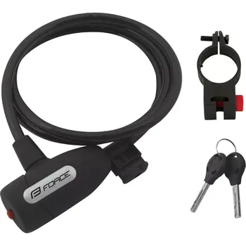 Zámek na kolo FORCE Zámek Force LUX spirálový s držákem 120cm/8mm, černý