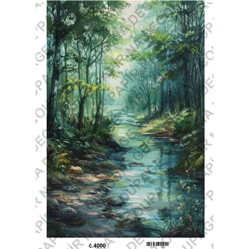 Umělecký papír Rýžový a soft papír na decoupage - Obraz příroda - KB04000 Materiál: Soft, Rozměr: A4