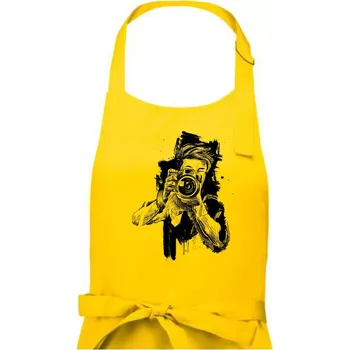 Kuchyňská zástěra Fotograf kreslený tužkou - Pánská zástěra na vaření - Univerzální velikost ( Žlutá )