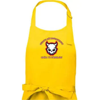Kuchyňská zástěra Nechte mě improvizovat, umím to ďábelsky - Dámská zástěra na vaření - Univerzální velikost ( Žlutá )