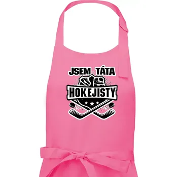 Kuchyňská zástěra Hokejový erb - Táta hokejisty - Pánská zástěra na vaření - Univerzální velikost ( Růžová )