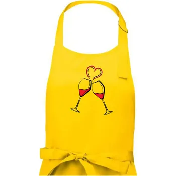 Kuchyňská zástěra Víno je láska jednoduchý nákres - Dámská zástěra na vaření - Univerzální velikost ( Žlutá )