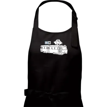 Kuchyňská zástěra Tramvaj číslo 26 - Dámská zástěra na vaření - Univerzální velikost ( Černá )