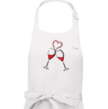 Kuchyňská zástěra Víno je láska jednoduchý nákres - Dámská zástěra na vaření - Univerzální velikost ( Bílá )