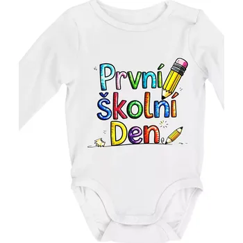 První školní den - Body kojenecké s dlouhým rukávem - Dlouhý r. do 3 měs ( Bílá )