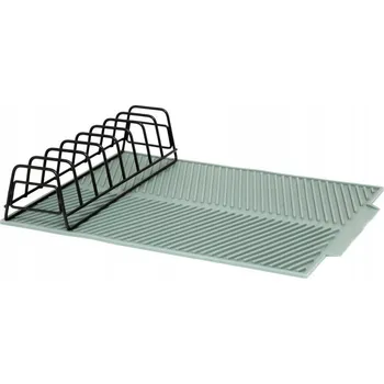 Organizace kuchyně SILIKONOVÁ PODLOŽKA NA SUŠENÍ NÁDOBÍ ZELENÁ SE STOJANEM NA TALÍŘE 43,5X33