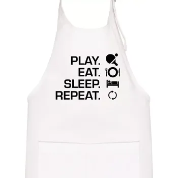 Kuchyňská zástěra Stolní tenis - eat sleep - Dětská zástěra na vaření - Univerzální velikost ( Bílá )
