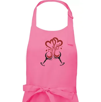 Kuchyňská zástěra Víno je láska kulaté skleničky - Pánská zástěra na vaření - Univerzální velikost ( Růžová )