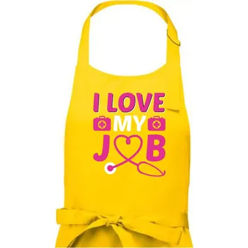 Kuchyňská zástěra I love my job - doktorka a sestřička - Dámská zástěra na vaření - Univerzální velikost ( Žlutá )