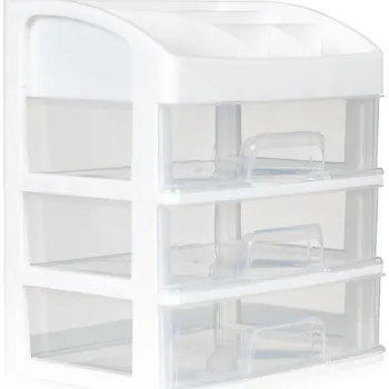 Organizér na kosmetiku Modern Home Kosmetický organizér se zásuvkami 26,5 x 17 x 23,5 cm bílý