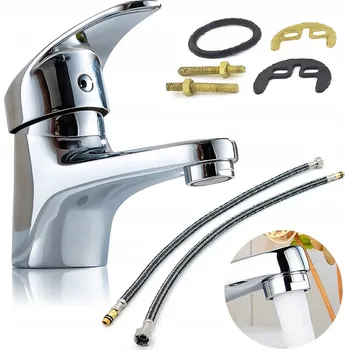 Vodovodní baterie Umyvadlová baterie SteinMedia stříbrná páková stojánková