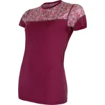 Sensor Dámské triko Sensor Merino Impress, kr. rukáv - lilla/pattern velikost XL