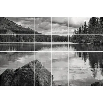 Obraz Sada nálepek na obklady Klidná vodní krajina 24 ks 15 x 15 cm