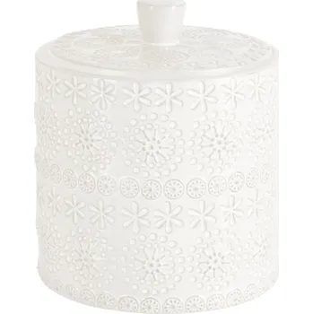 Spirella dóza na odličovací tampony RELIEF, bílá, porcelán