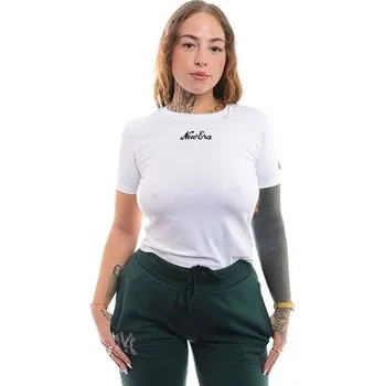Pánská móda Dámské Triko New Era - Script Tee Slim - White / Black velikost L