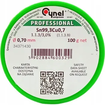 Páječka Cín pro pájení s tavidlem SW32, 0,7 mm, 100 g, CÍN 070/100 CU