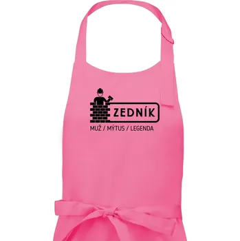 Kuchyňská zástěra Zedník - muž mýtus legenda - Pánská zástěra na vaření - Univerzální velikost ( Růžová )