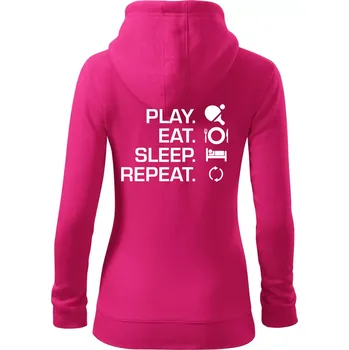 Dámská mikina Stolní tenis - eat sleep - Dámská mikina trendy zipper s kapucí - M ( Purpurová )