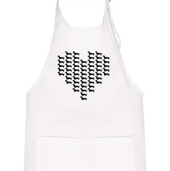 Kuchyňská zástěra Jezevčík - Srdce - Dětská zástěra na vaření - Univerzální velikost ( Bílá )