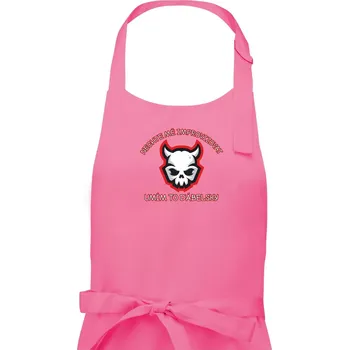 Kuchyňská zástěra Nechte mě improvizovat, umím to ďábelsky - Pánská zástěra na vaření - Univerzální velikost ( Růžová )