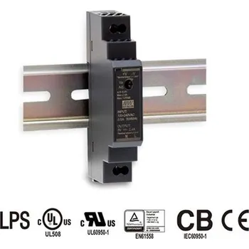 Prodlužovací kabel Zdroj Mean Well HDR-15-5 průmyslový, 5V, 12W, na DIN lištu