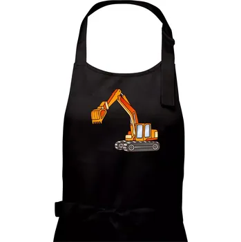 Kuchyňská zástěra Bagr bez nápisu oranžový - Pánská zástěra na vaření - Univerzální velikost ( Černá )
