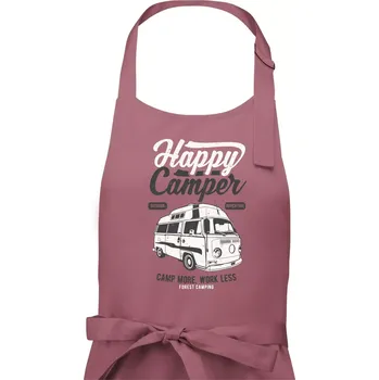 Kuchyňská zástěra Happy Camper - Pánská zástěra na vaření - Univerzální velikost ( Starorůžová )