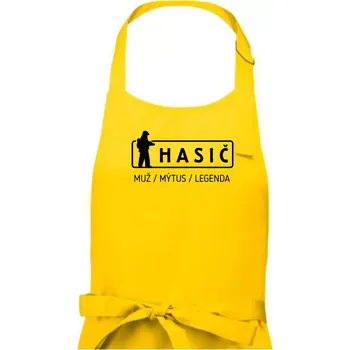 Kuchyňská zástěra Hasič - muž mýtus legenda - Pánská zástěra na vaření - Univerzální velikost ( Žlutá )